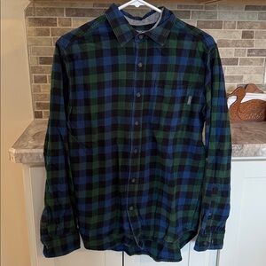 Eddie Bauer Green and Blue Checkered Shirt